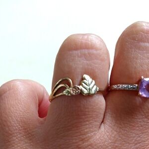 10k Yellow Gold Gold and Rose Gold Leaf Ring